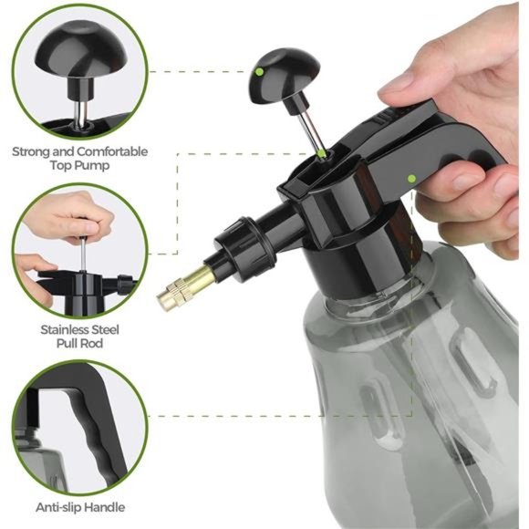 Fine Mist Spray Bottle Plastic Grey 1.5L, Hand Held Pressure Plant Mister - Picture 2 of 6